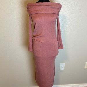 TOPSHOP midi knitted dress, size 4, mauve